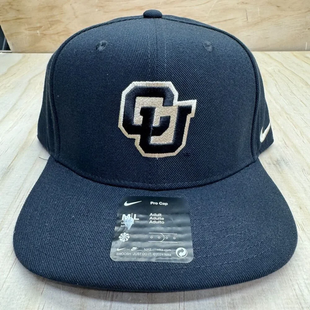 NEW Colorado Buffaloes Nike Pro Flat Bill Snapback Cap Hat Black M/L